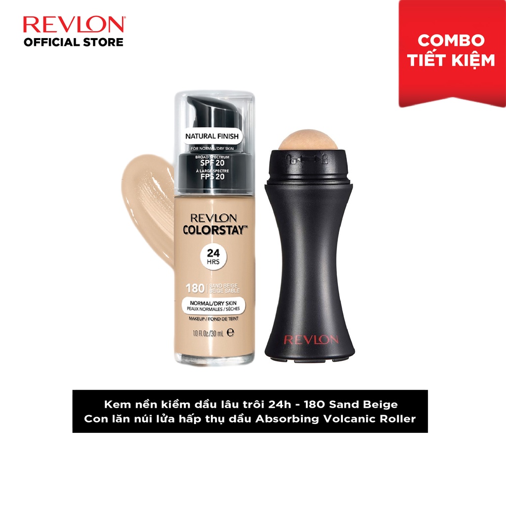 [Combo] Thanh lăn núi lửa hấp thụ dầu Revlon Oil Absorbing Volcanic Roller + Kem nền kiềm dầu Colorstay 24h SPF 15 30ml