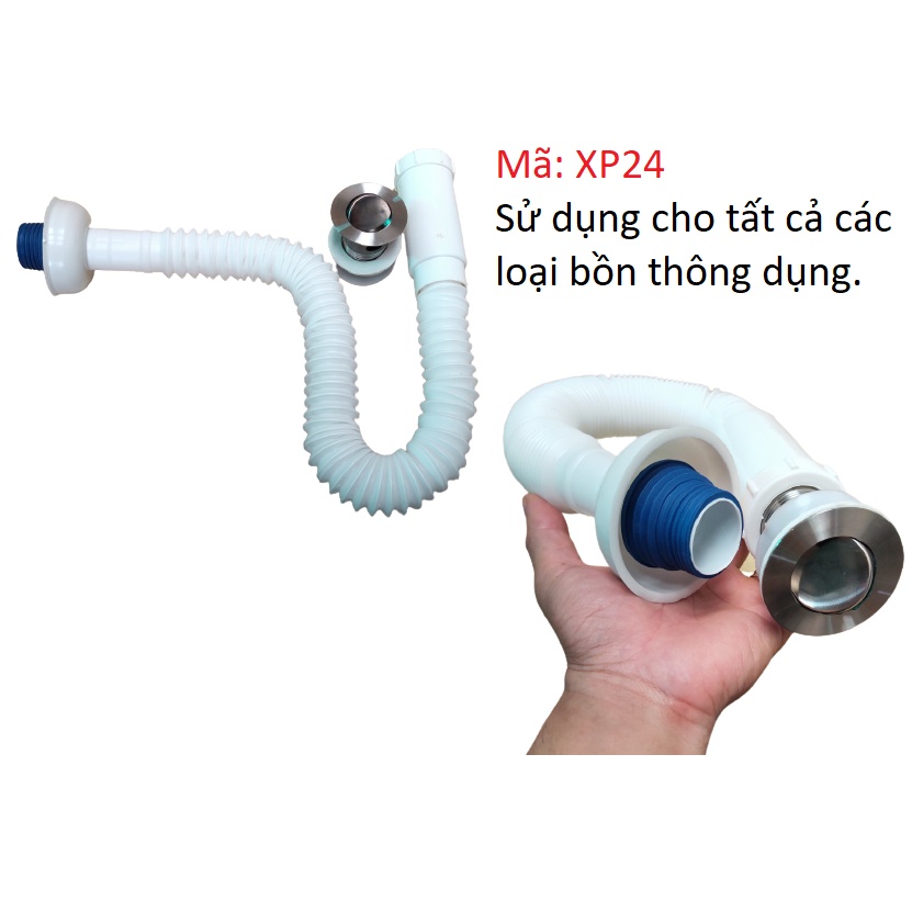 [ Bản dày] Bộ xả xi phông Lavabo đầu inox cao cấp cho chậu rửa mặt, bồn rửa bát ( Chống mùi hôi ngược lên chậu )