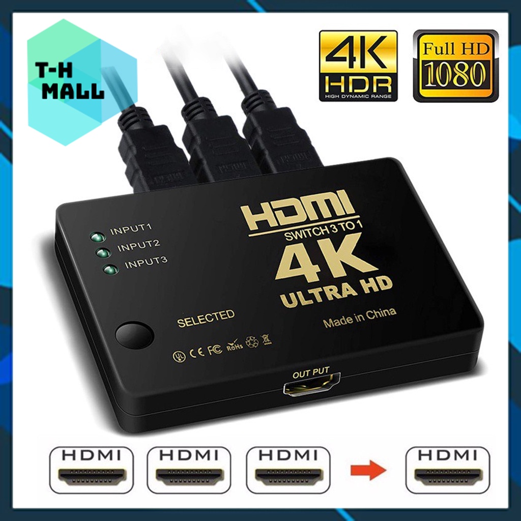 Bộ chuyển đổi Switch HDMI 4k  3x1 3 ngõ vào 1 ngõ ra cổng HDMI xuất LCD tivi