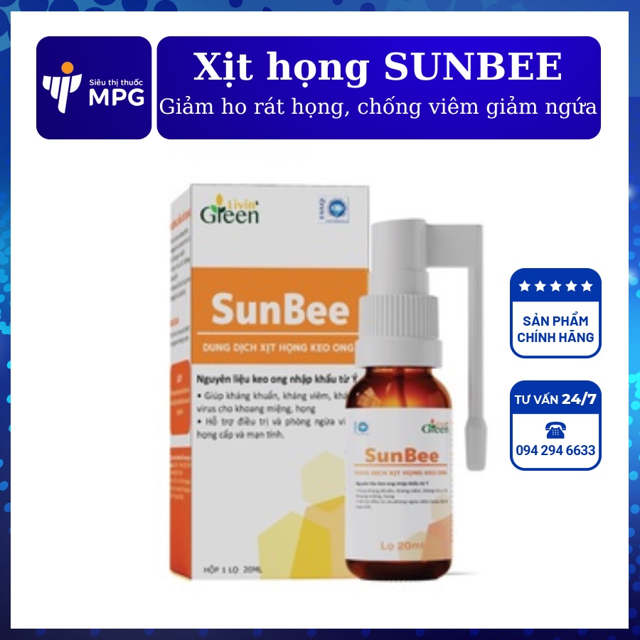Xịt họng keo ong Sunbee: Giảm ngứa rát họng, đau họng