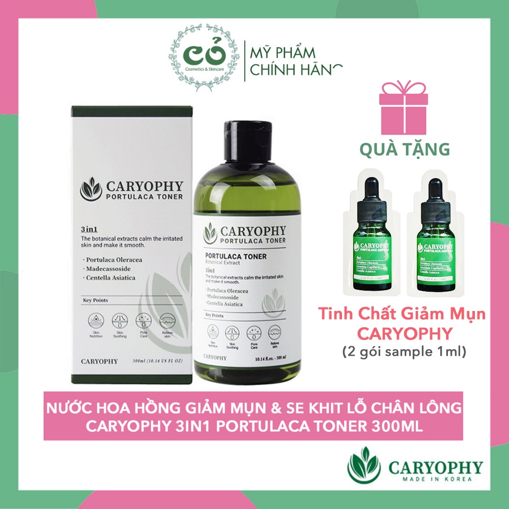 [Mã 153FMCGSALE1 giảm 10% đơn 250K] Nước Hoa Hồng Ngăn Ngừa Mụn Caryophy 3in1 Portulaca Toner 300ml