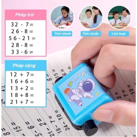 Máy in con dấu lăn tạo phép tính Cộng Trừ Nhân chia đơn giản ngẫu cho bé học sinh học Toán phạm vi 100