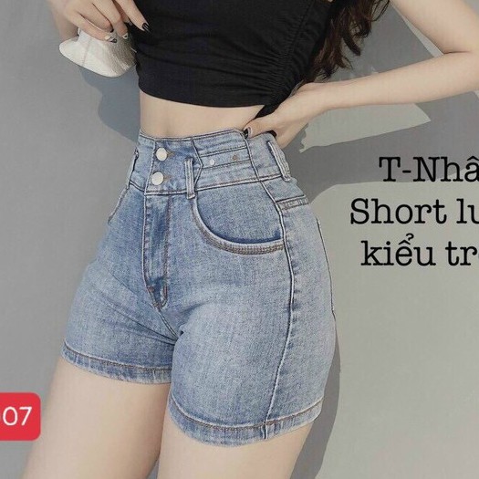 [CLOV10 giảm ngay 10k]Quần short Jean nữ Cao Cấp lưng cao chất jean Co dãn nhẹ vải mềm màu xanh thoải mái khi mặc