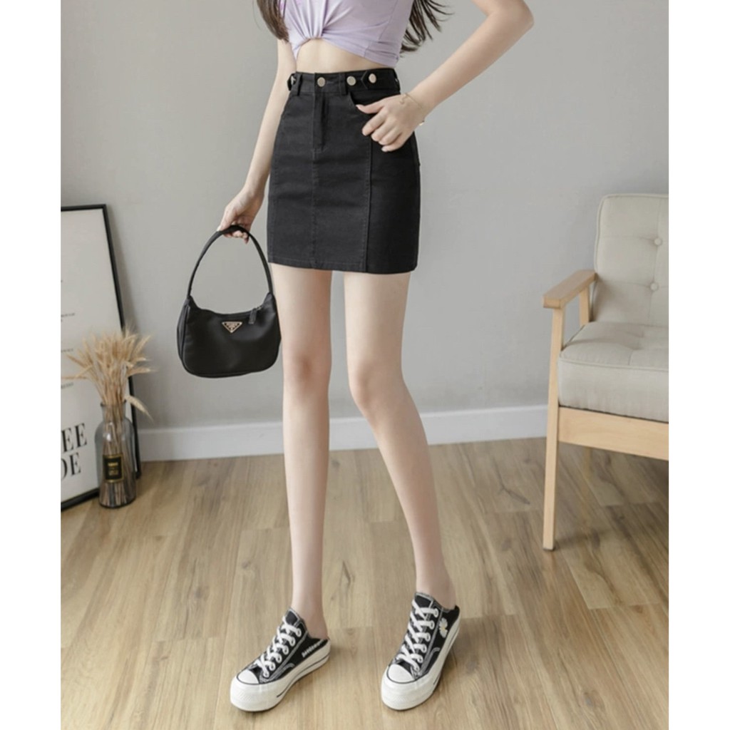 Quần váy jean nữ lưng cao, co dãn mạnh, màu xám khói kiểu dáng đẹp dành co big size 3595 | BigBuy360 - bigbuy360.vn