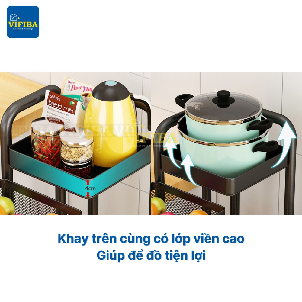Kệ Xoay 360 Độ VIFIBA Đa Năng, Dạng Vuông, Thép Không Gỉ, Sơn Tĩnh Điện, Tủ Đựng Đồ Nhà Bếp Thông Minh | BigBuy360 - bigbuy360.vn