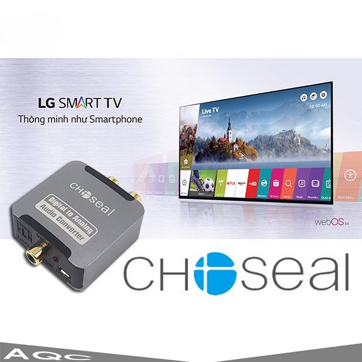 Bộ chuyển đổi âm thanh quang học optical sang AV ra audio Choseal kèm dây quang - BẢO HÀNH 24 THÁNG