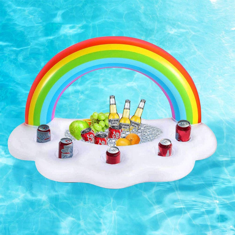 WMMB Party Inflatable Pool Floating Holder Rainbow Cloud Water Drink Holder Summer Cup Holder Inflatable Toy Beverage Float