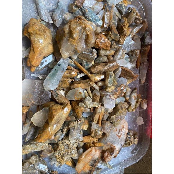 100gr Raw Blonde Quartz Đá Thô Có Sợi Vàng, Đen, Xanh, Đỏ