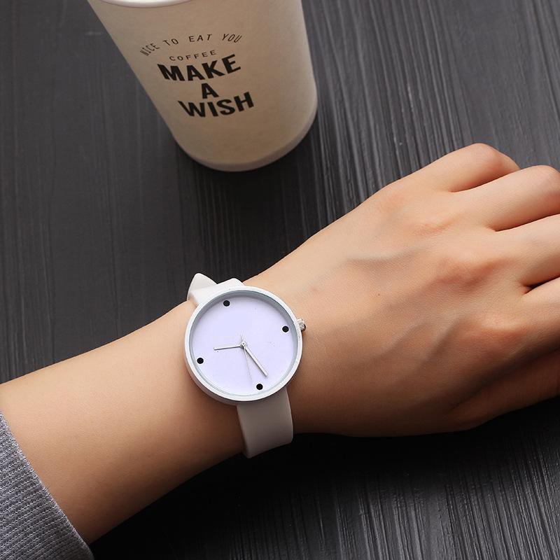 Đồng hồ thời trang nam nữ Ulzzang C55 mặt 4 chấm dây silicon vvaq2
