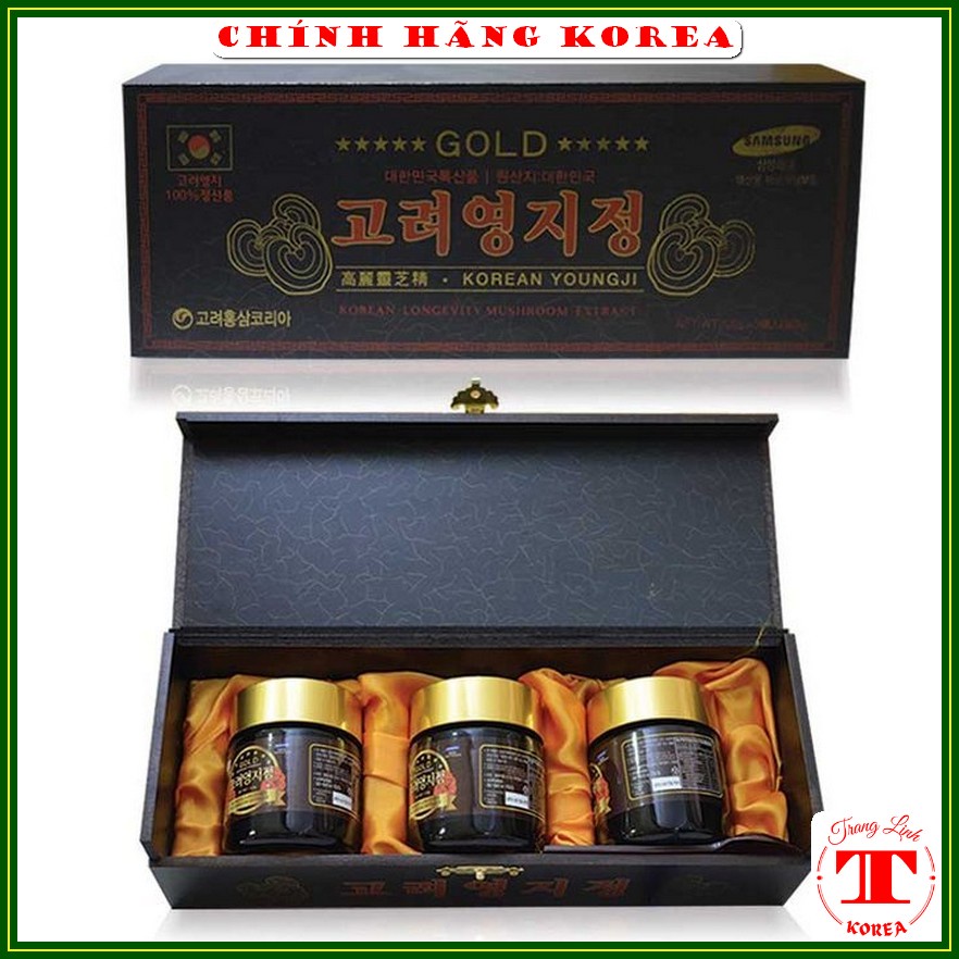 Cao linh chi hàn quốc hộp gỗ đen chính hãng, 3 lọ x 120gr - tranglinh
