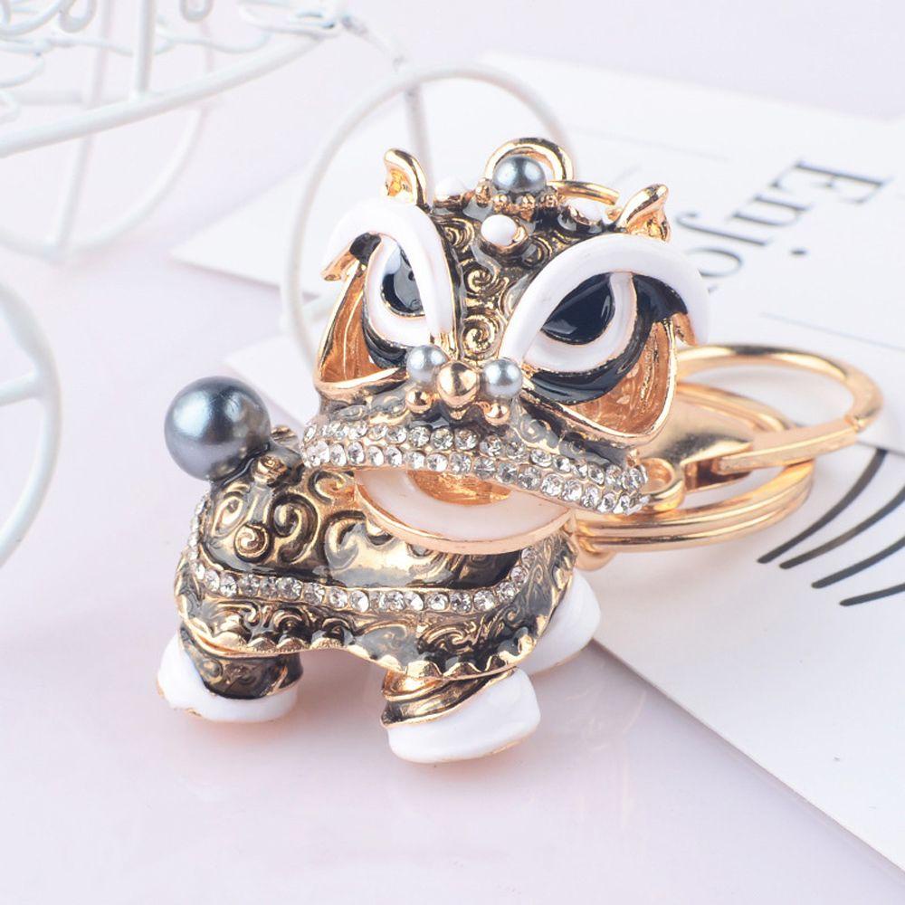 LANFY Móc Khóa Hình Sư Tử Bằng Kim Loại Đính Đá Dễ Thương