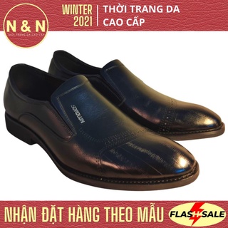 [FreeShip] Giày Lười (Mọi) Công Sở - Giày Da Nam - Da Bò/ Da Lộn Cao Cấp - Đế Cao Su Tăng Chiều Cao