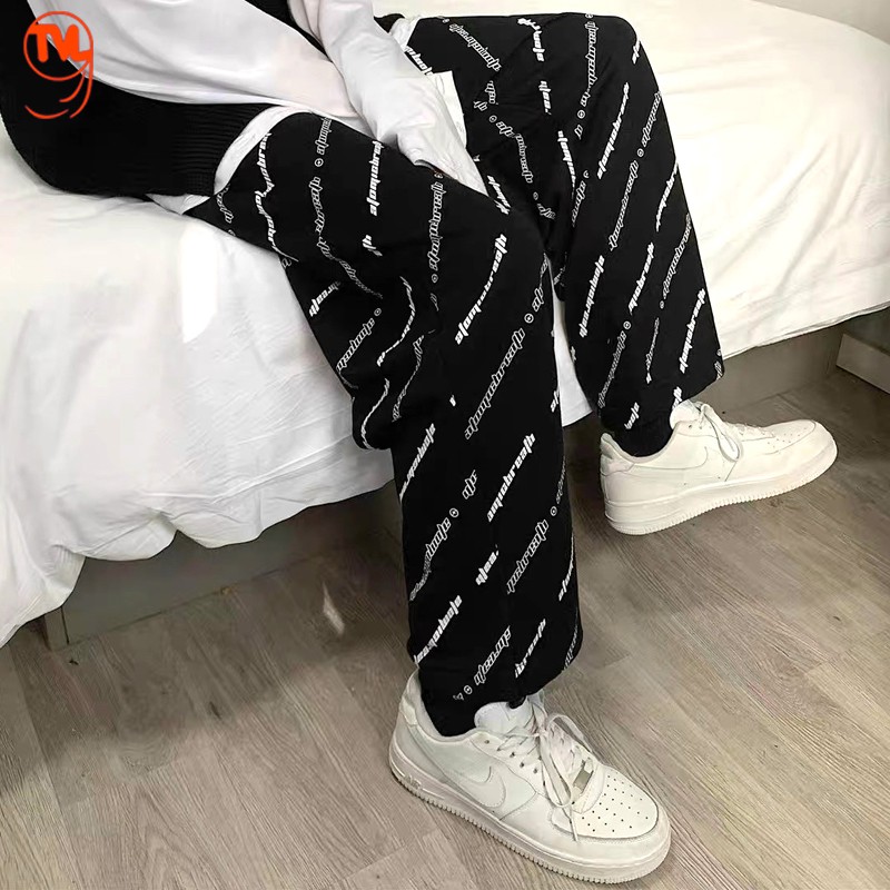 Quần ống rộng nữ TVL1999, quần jogger nữ phong cách đường phố cá tính chất liệu nỉ dày dặn có dây rút điều chỉnh gấu.