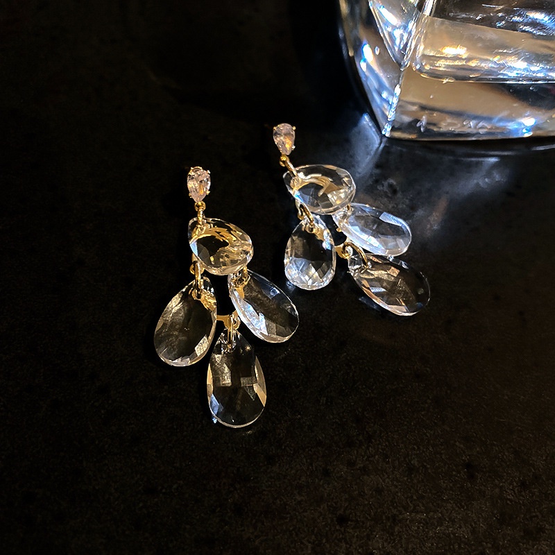 Bông tai mạ bạc 925 hình giọt nước kiểu Hàn Quốc sang trọng thời thượng