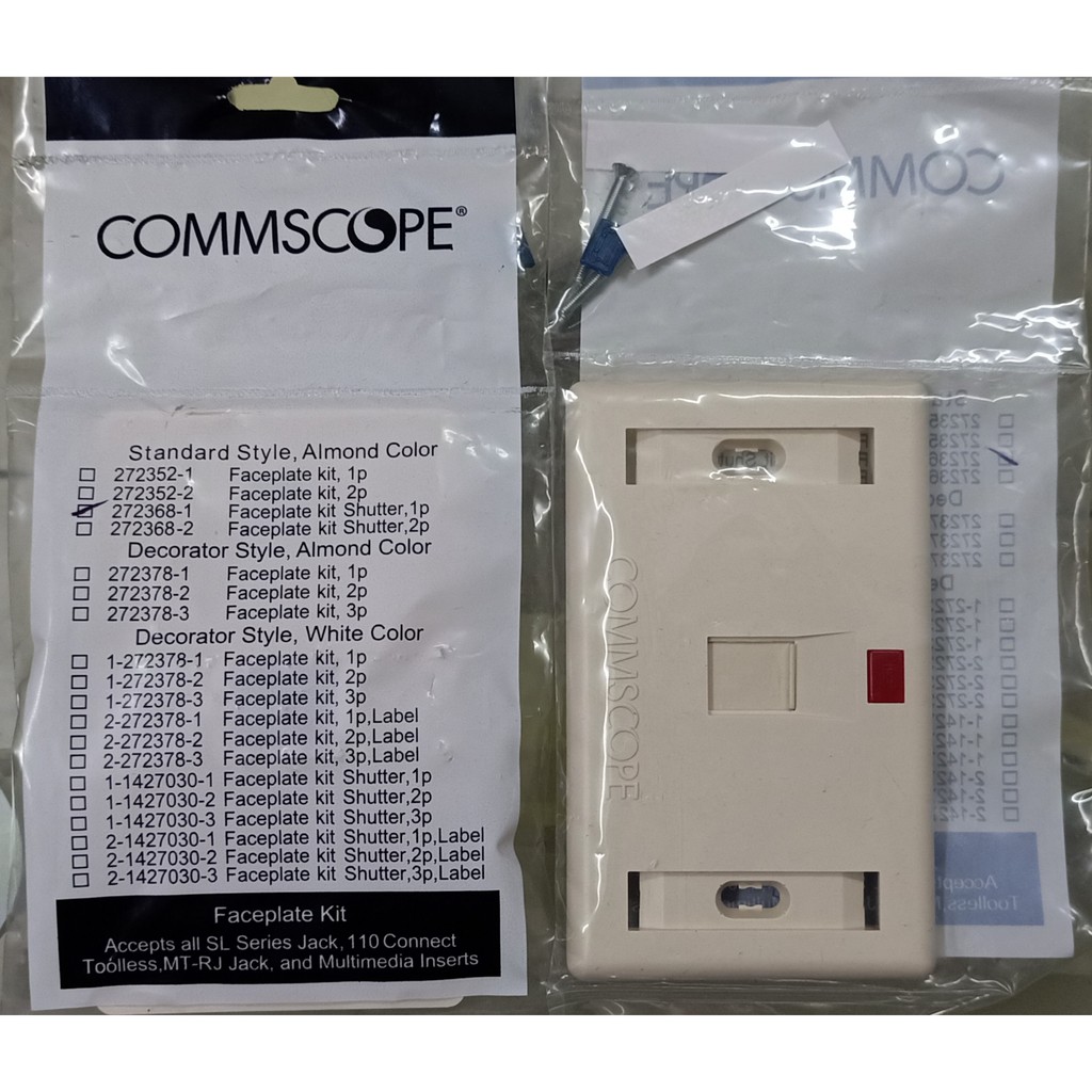 Mặt nạ AMP 1 port cho cáp Cat5e & Cat6 (CommScope) 0-0272368-1