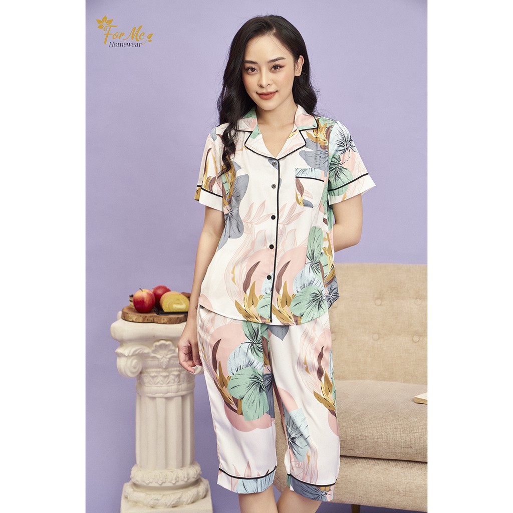 Bộ đồ ngủ, mặc nhà chất Lụa Giấy Luxury QUẦN LỬNG PHONG CÁCH CHÂU ÂU ,forme pijama
