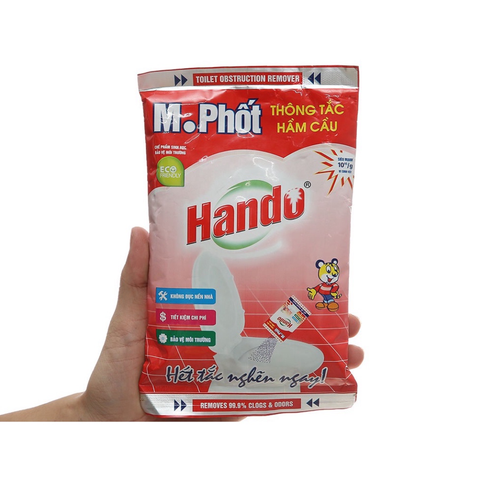 Gói bột thông tắc khử mùi hầm cầu bể phốt 215g Hando