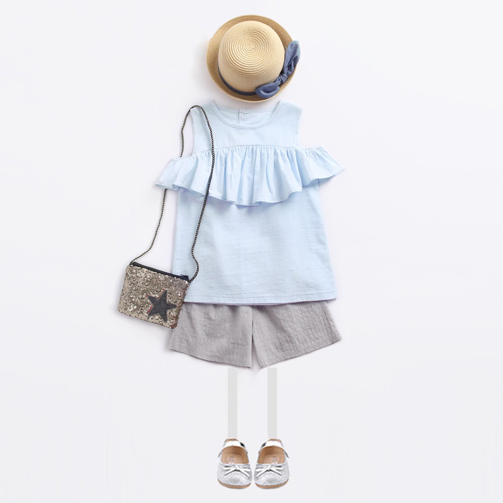 Bộ quần áo 2 món Sanlutoz thiết kế diềm bèo thời trang mùa hè cho bé gái