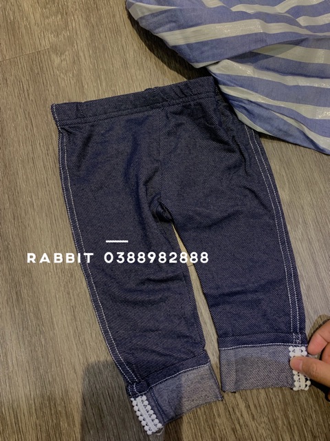 Bộ Okie Dokie áo 2 dây quần giả jean( hàng sale ko đổi trả)