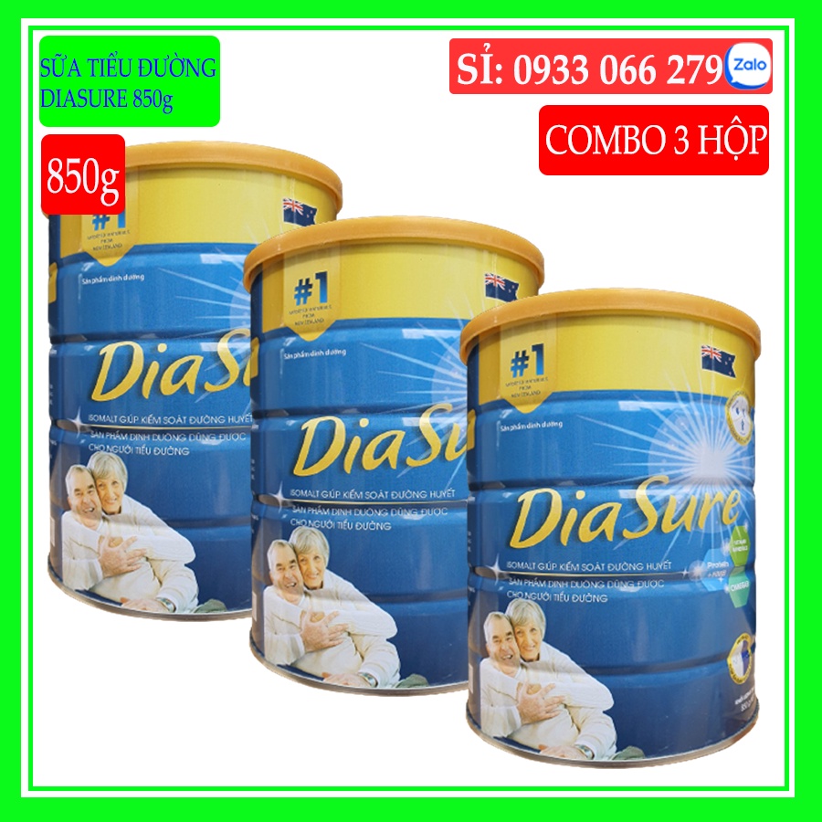 COMBO 3 HỘP Sữa DiaSure 850g- Dinh dưỡng dành cho người tiểu đường