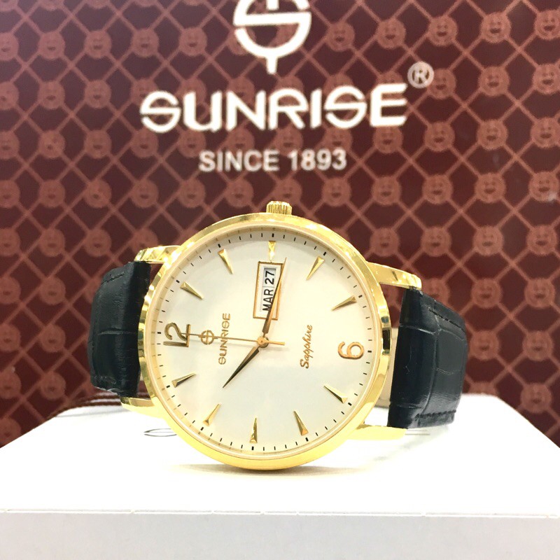 Đồng Hồ Nam Sunrise DM1138 Kính Sapphire , Chống Xước , Chống Nước , Dây Da