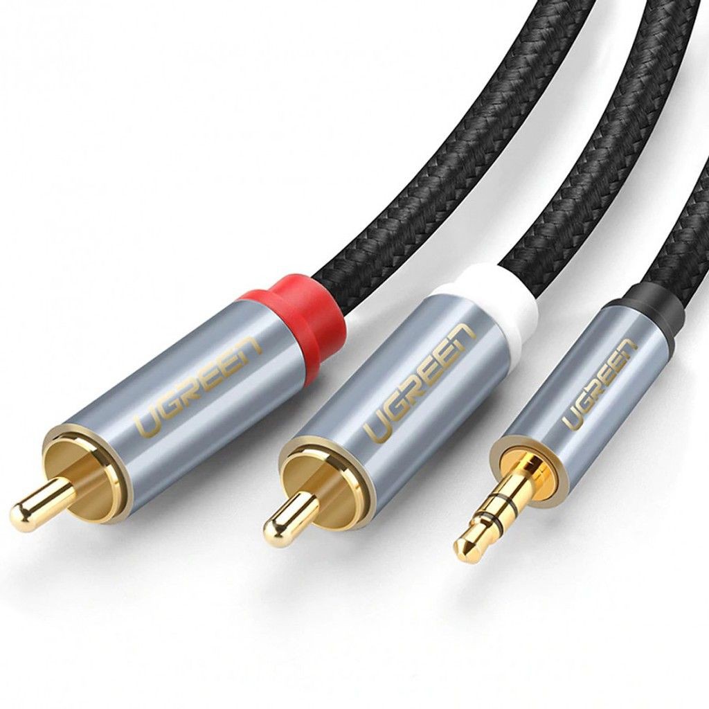 Cáp Audio 3.5mm to AV hoa sen (RCA) dài 0.5M Ugreen 40840 vỏ nhôm - Hàng Chính Hãng