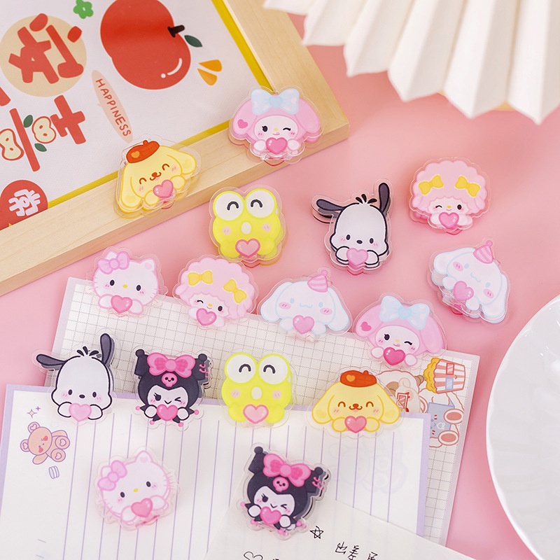 1 Kẹp Hai Mặt Bằng Acrylic Trong Suốt In Hình Kuromi Sanrio Dễ Thương