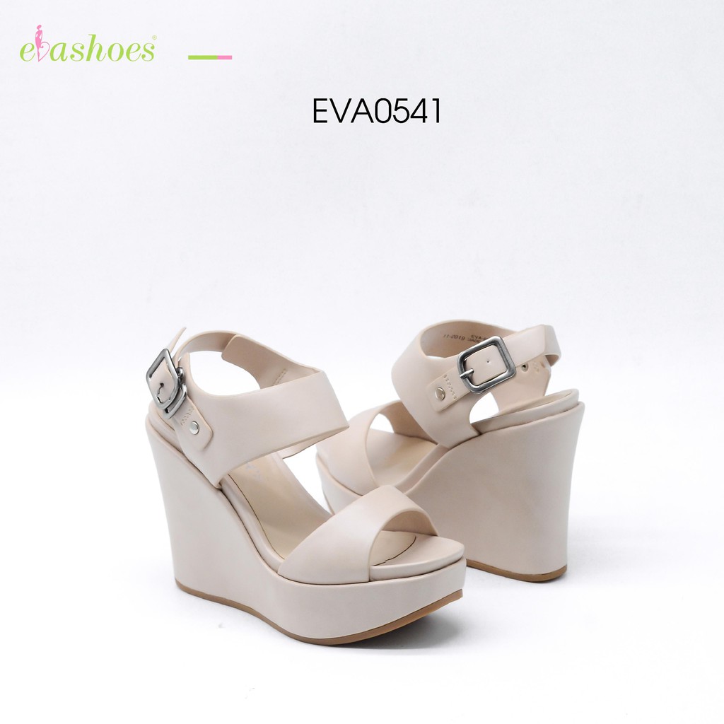 Sandal Đế Xuồng Quai Ngang Da Tổng Hợp 12cm Evashoes -EVA0541