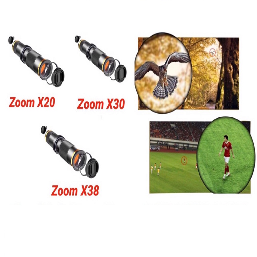 Ống Kính Kẹp Điện Thoại Zoom 20X / 30X / 38X