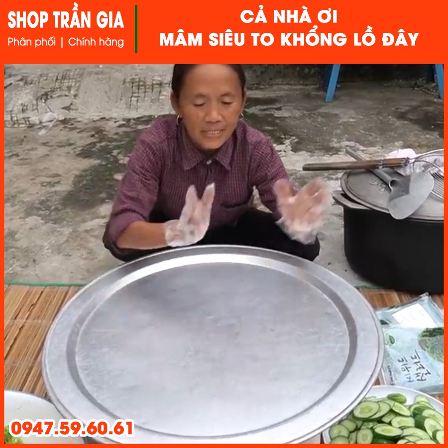 (Hàng Mới Về) Mâm nhôm cỡ đại loại to tròn D79cm, nặng 1,5kg, dày 2,5ly, đồ dùng phòng bếp để ăn cơm, cỗ, tiệc, lẩu của