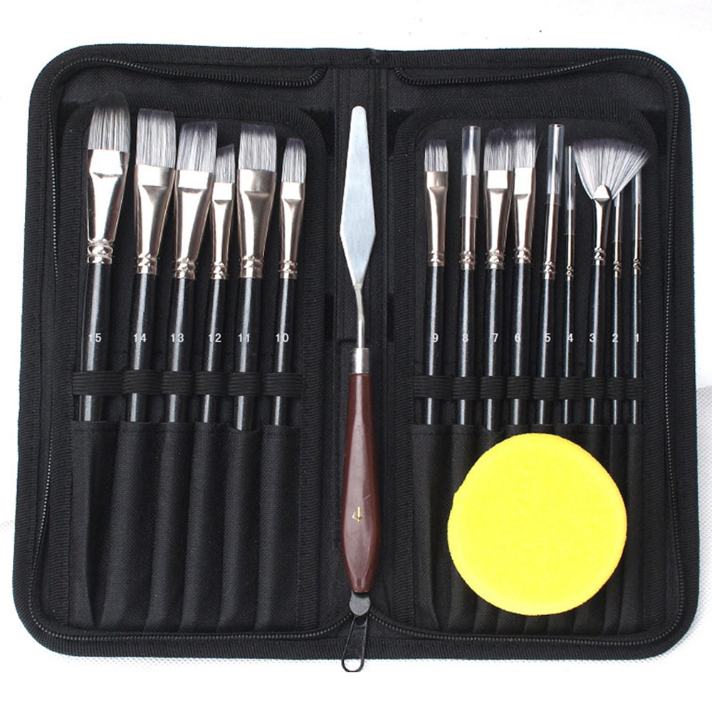 Set Cọ Vẽ Tranh 18 Món SeamiArt Bằng Sợi Nylon Có Túi Đựng Tiện Dụng