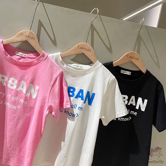 Áo Thun In Chữ Phong Cách Hàn Quốc Dành Cho Bé Gái