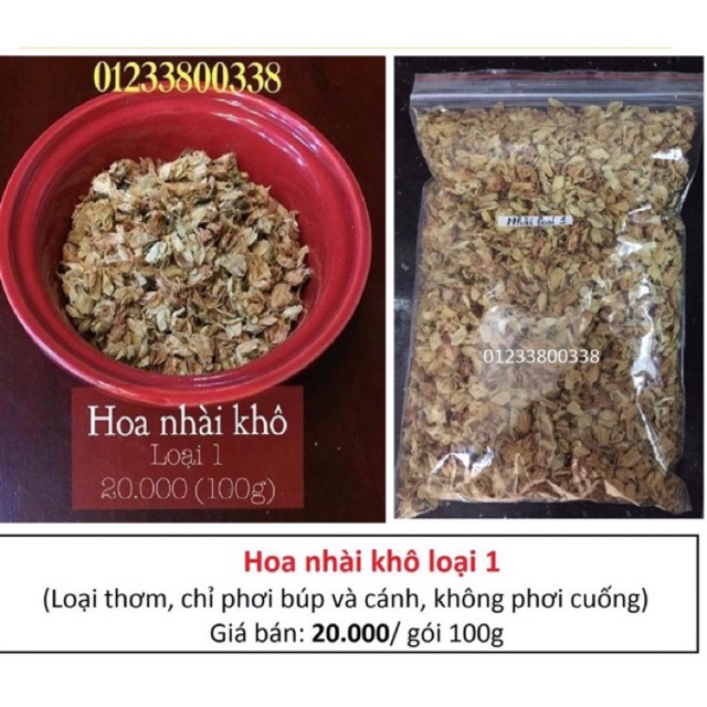 Hoa nhài khô loại 1, gói 100g