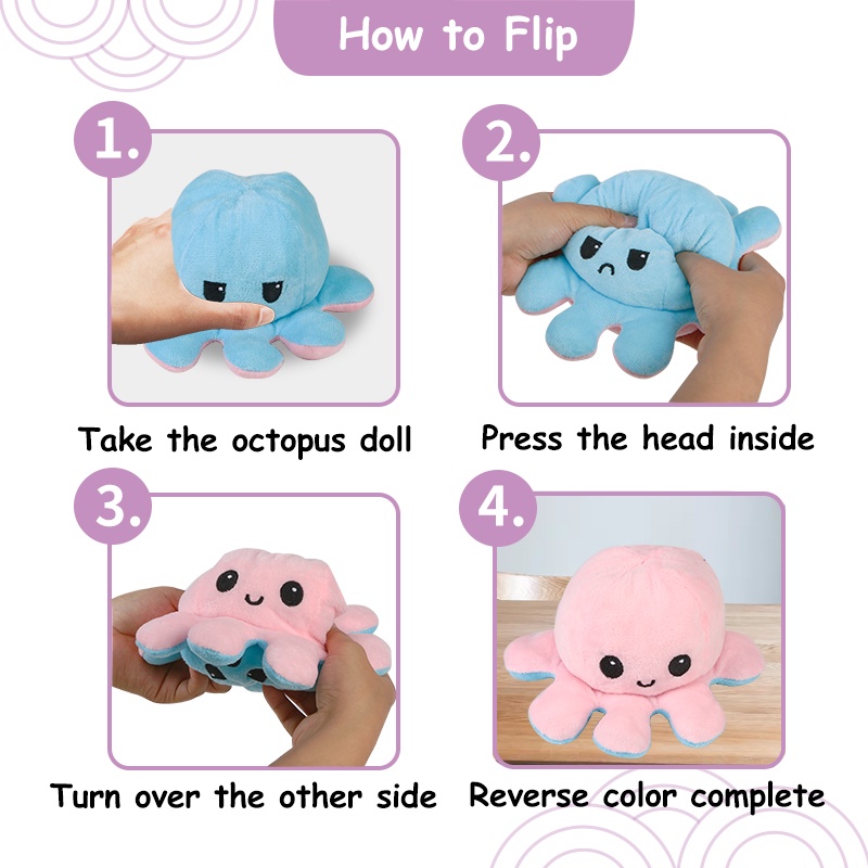 30 / 40CM Flip Octopus Plush Doll HDY Đồ chơi có thể đảo ngược