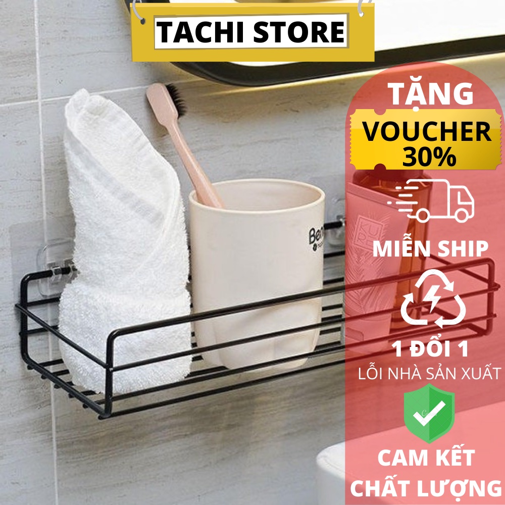 Kệ đa năng treo tường nhà bếp nhà tắm dán tường không cần khoan đục chắc chắn bằng thép không rỉ dụng cụ nhà bếp Tachi