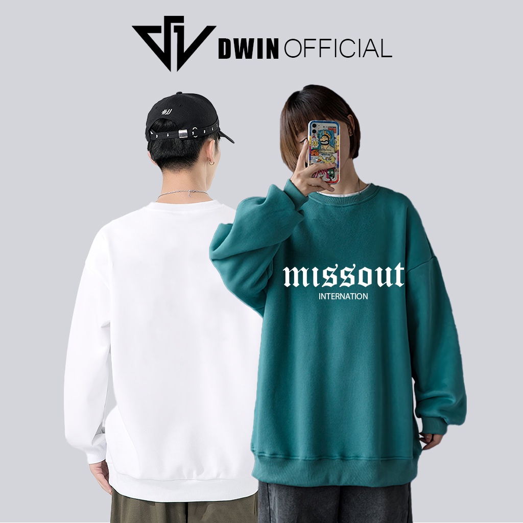 Áo sweater nỉ Missout unisex DWIN basic nam nữ form rộng oversize local brand SP00114