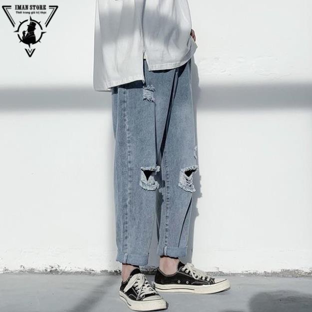 Quần Jeans Baggy Dáng Rách Gối 2020