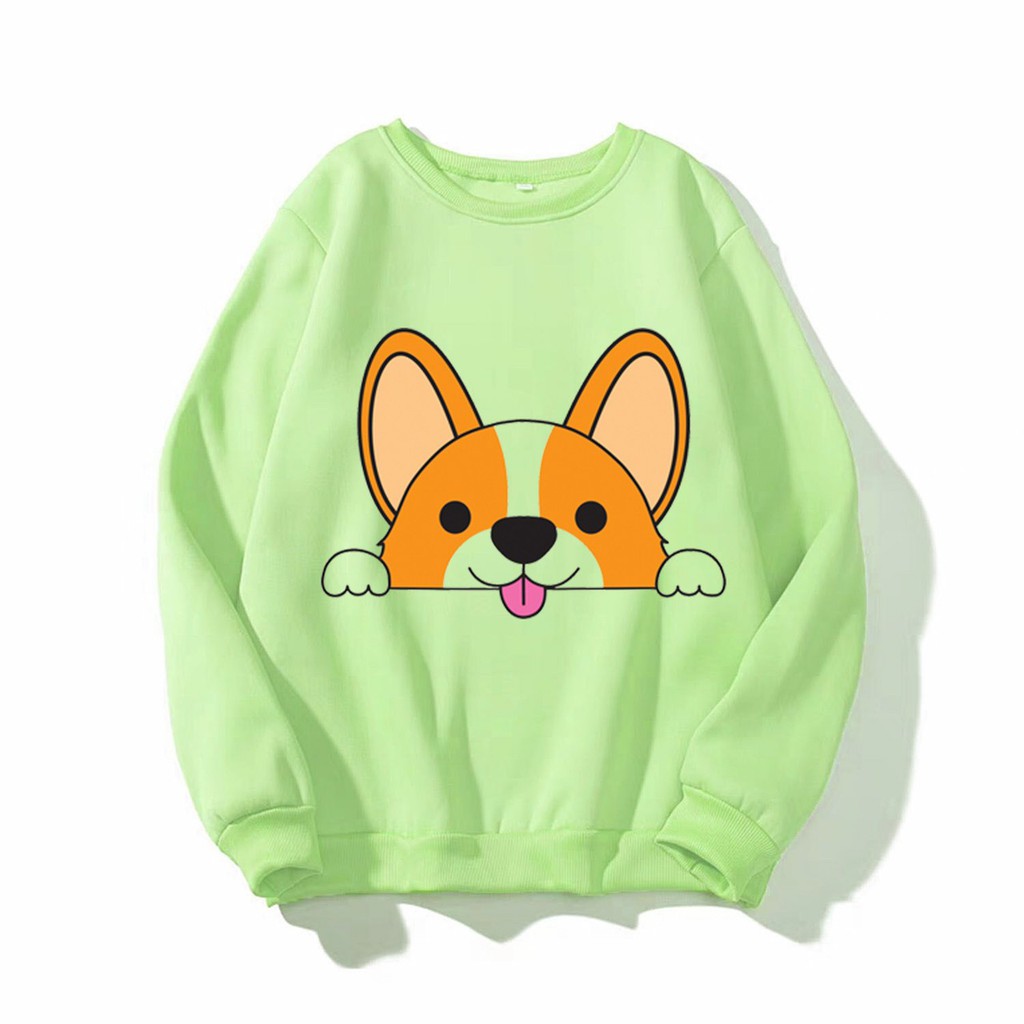 ÁO SWEATER NỈ UNISEX IN HÌNH MẶT CÚN SIÊU DỄ THƯƠNG