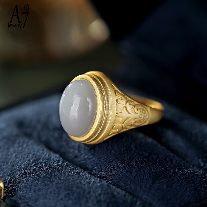 Nhẫn Bạc S925 Đính Ngọc Bích Giả Xinh Xắn Cho Nữ A7 S925