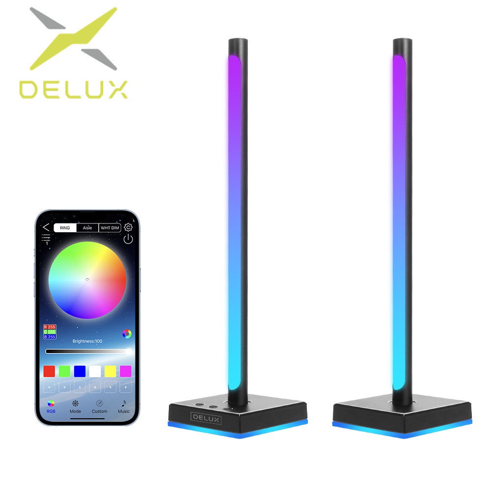 Đèn RGB USB Bluetooth DELUX tạo không khí kèm giá đỡ tai nghe để bàn tiện dụng