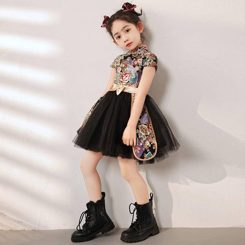 Đầm Sườn Xám Cổ Đứng Phong Cách Trung Hoa Thời Trang Mùa Hè Cho Bé Gái