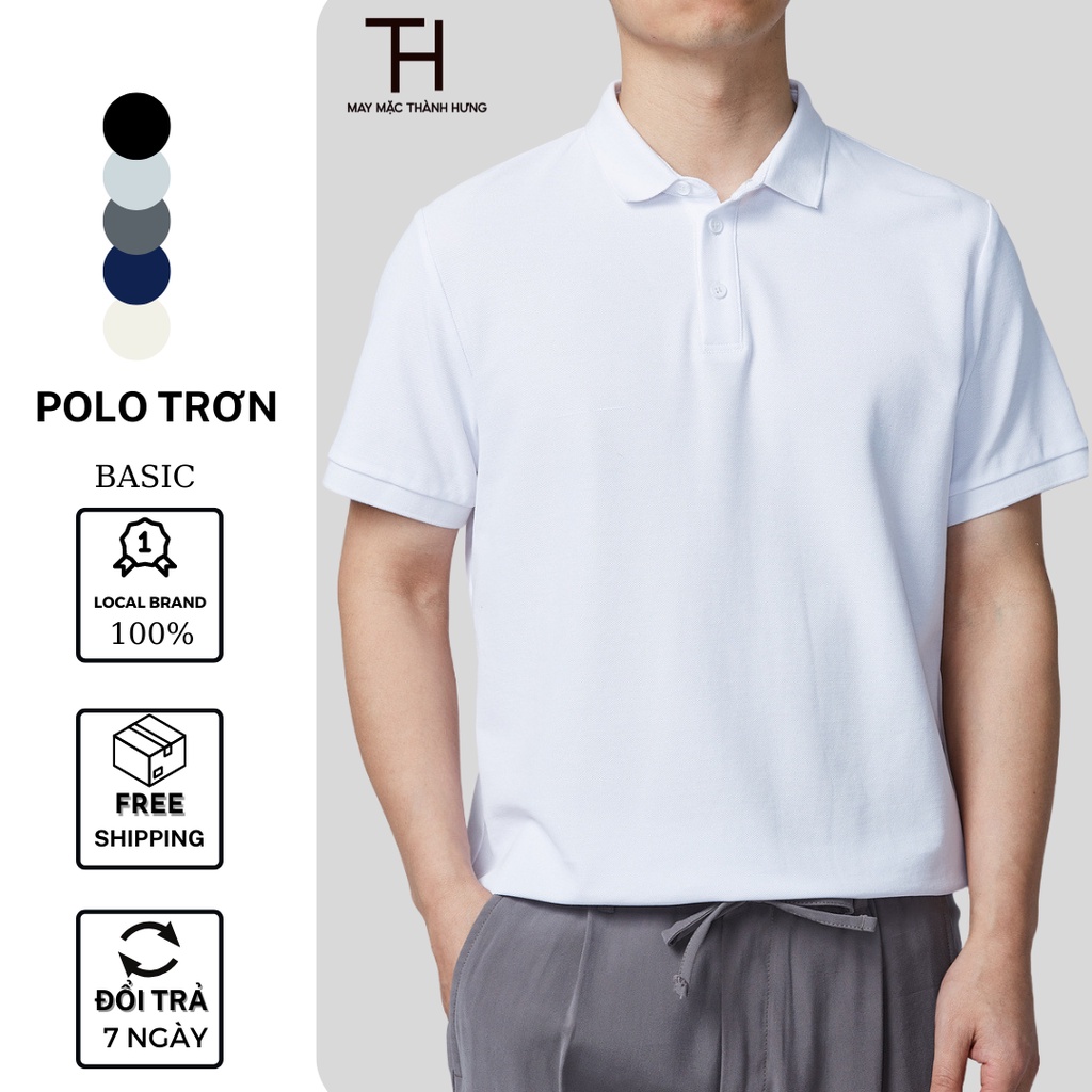 Áo phông trơn polo BATIR cổ bẻ, áo thun nam cộc tay vải cotton co giãn không nhăn 5 màu