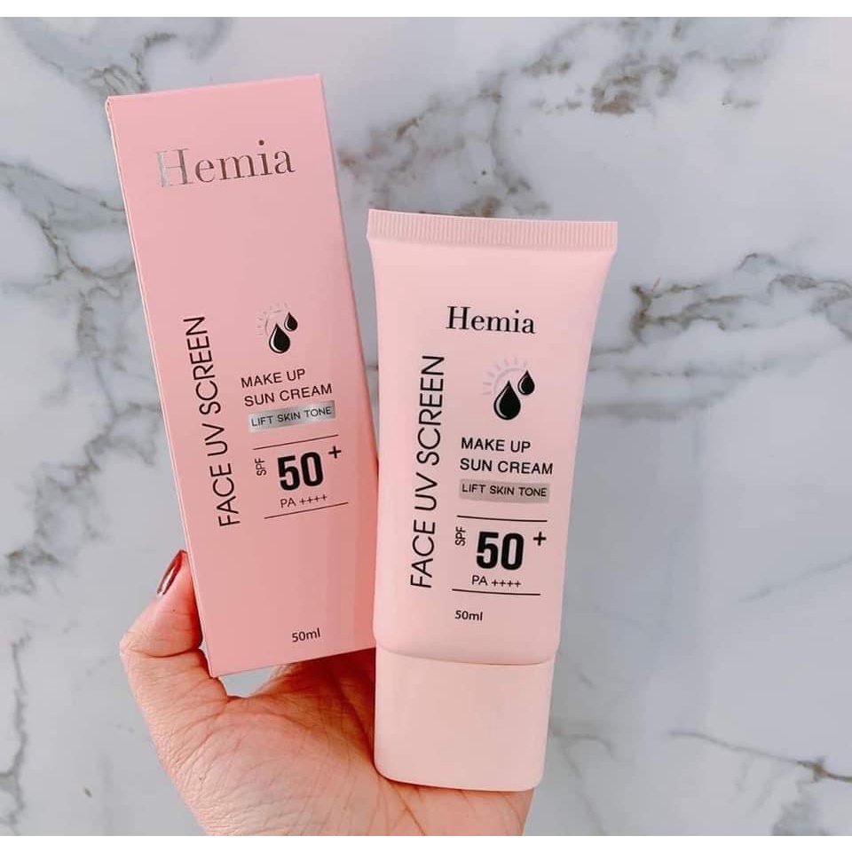 Kem chống nắng HEMIA dưỡng trắng nâng tông SPF50+, chiết xuất 100% tự nhiên hàng chính hãng