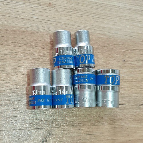 Bộ Dụng Cụ Vặn Đai Ốc Gồm Cần Siết 1/2 Chữ L + 6 Đầu Tuýp Lục Giác 1/2 size 10,12,13,14,17,19mm