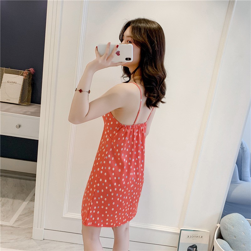 Váy Ngủ Sexy Chất Lụa Hàn Chấm Bi Đủ Size