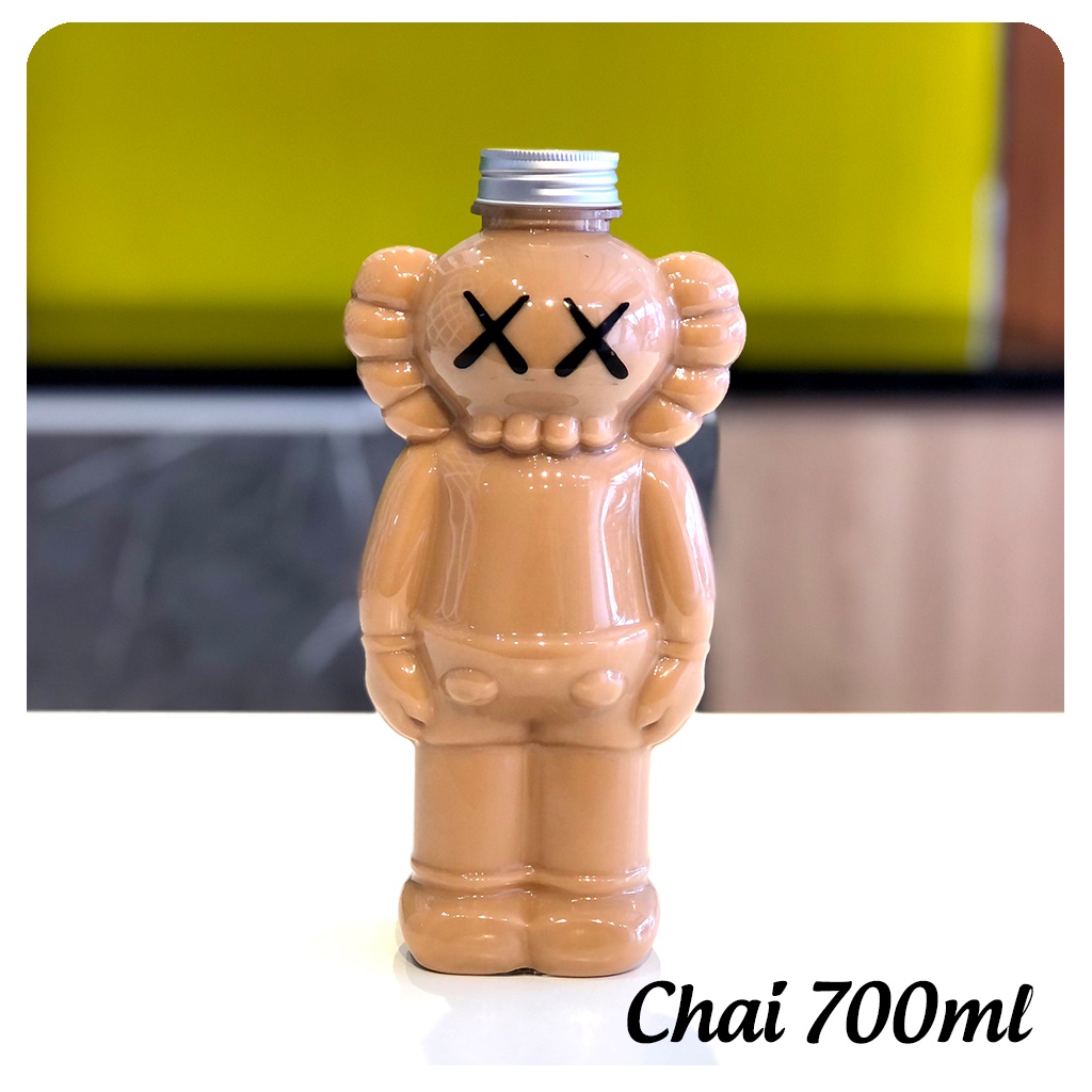 Chai Trà Sữa Hình Gấu Kaws - 700ml - Chai nhựa PET trang trí hoặc đựng đồ uống dễ thương-Nguyên Liệu Trà Sữa CRICKET