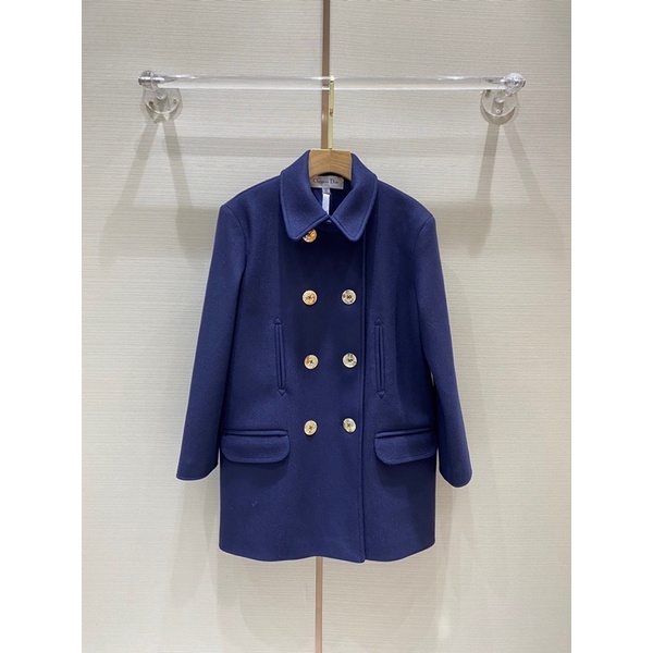 Áo khoác dạ dáng dài qua mông cổ bẻ hai hàng khuy thương hiệu thời trang cao cấp Dior CD 2021