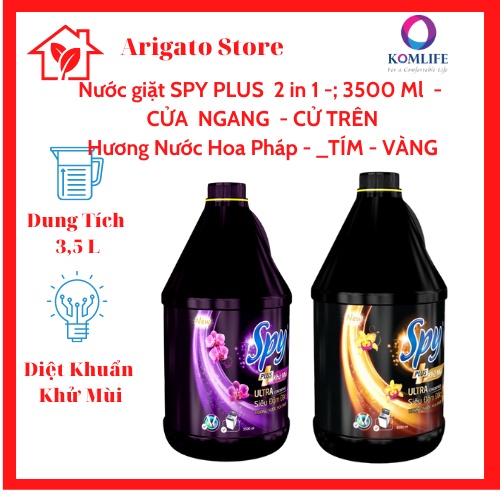 Nước giặt xả quần áo SPY PLUS tím diệt khuẩn khử mùi hương nước hoa Pháp CHO MỌI LOẠI MÁY GIẶT.