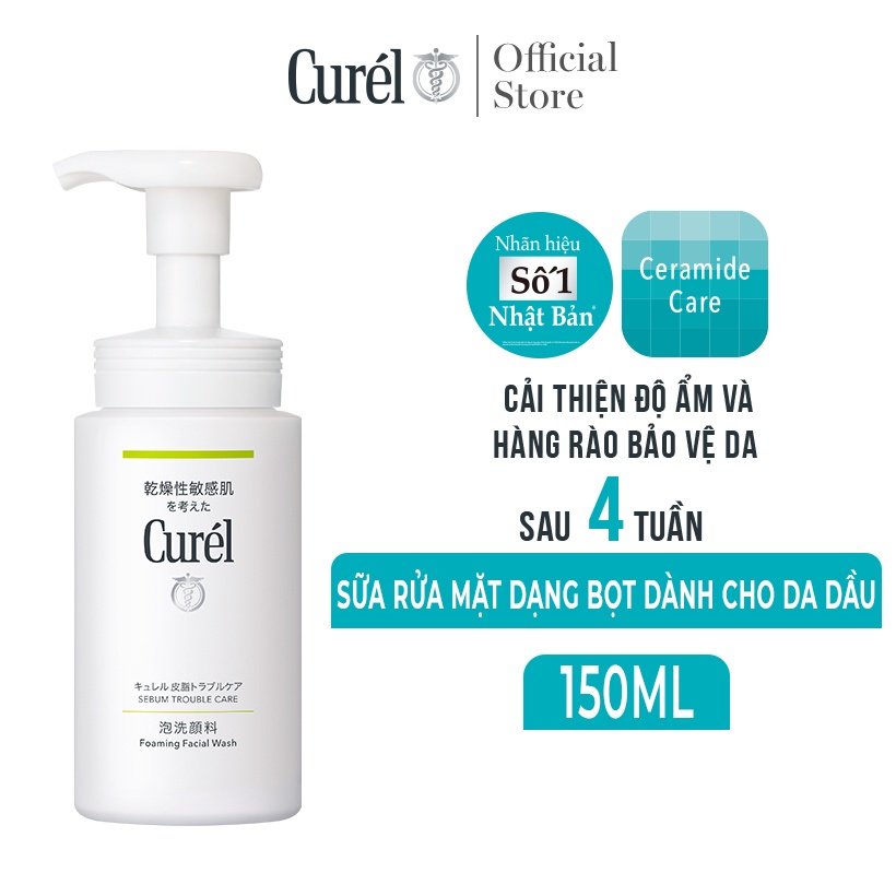 Sữa Rửa Mặt Dạng Bọt Dành Cho Da Dầu Curel Sebum Trouble Care Sebum Care Foaming Wash 150ml