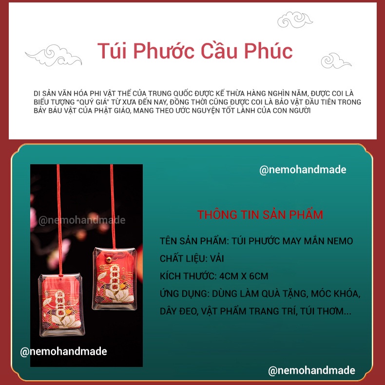 Túi Phước Omamori Cầu Phúc Kèm Quà Tặng Nemo Handmade - OMDE